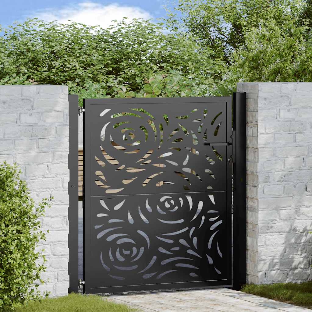 Hageport svart 100x100 cm stål flammedesign