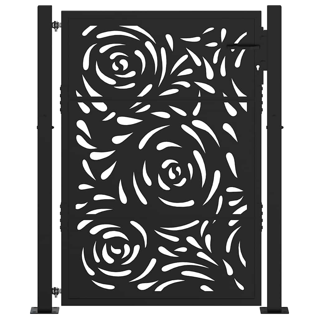 Hageport svart 100x125 cm stål flammedesign