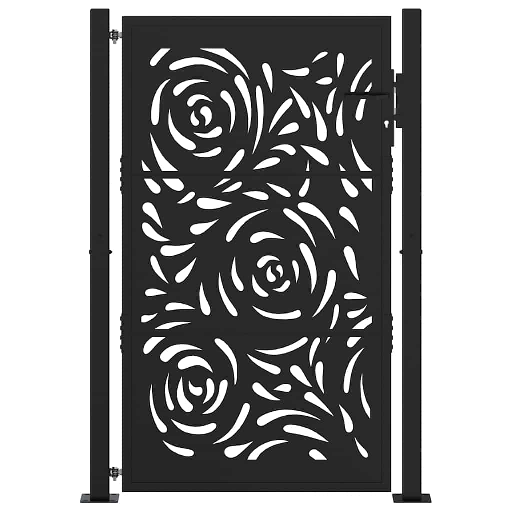 Hageport svart 100x150 cm stål flammedesign