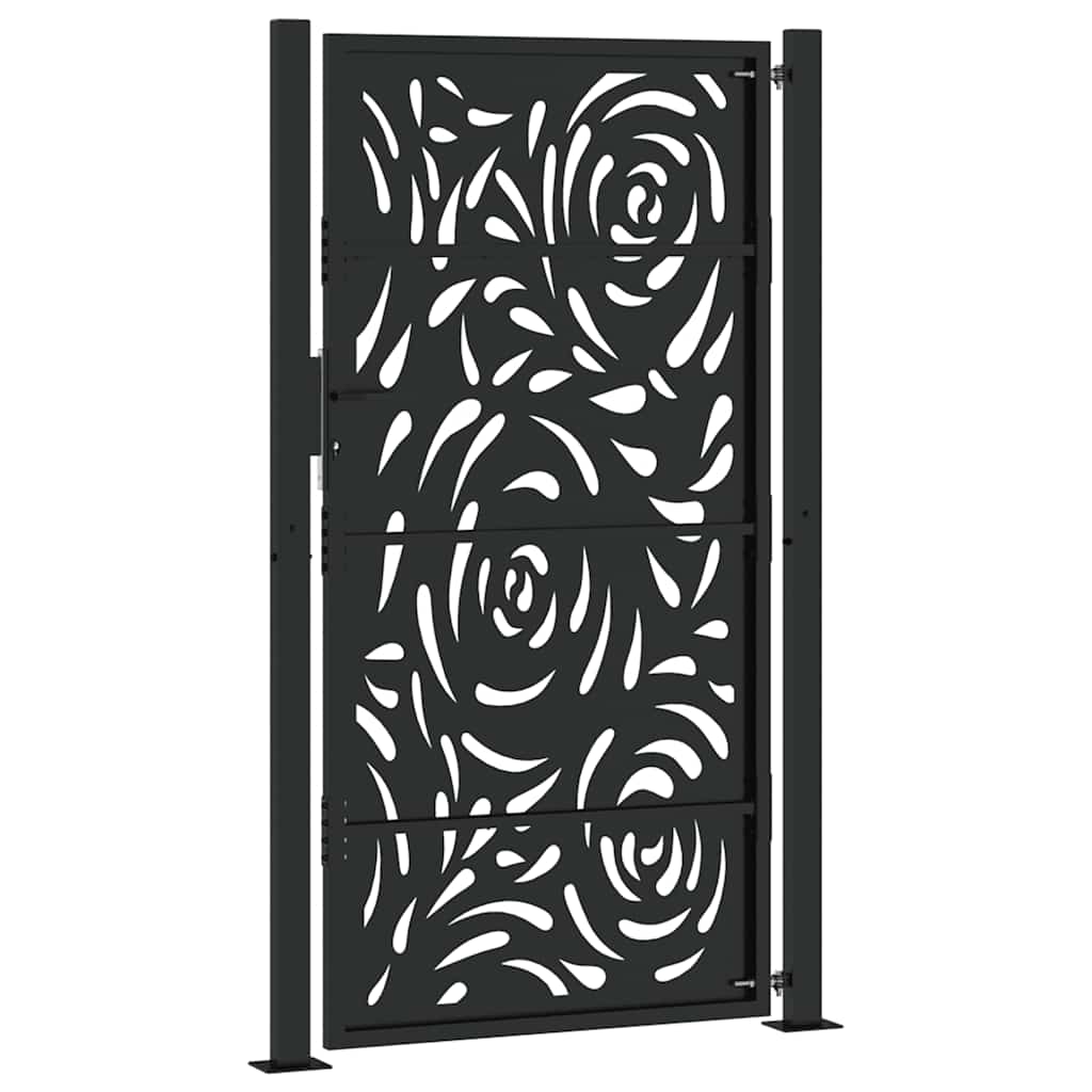 Hageport svart 100x175 cm stål flammedesign