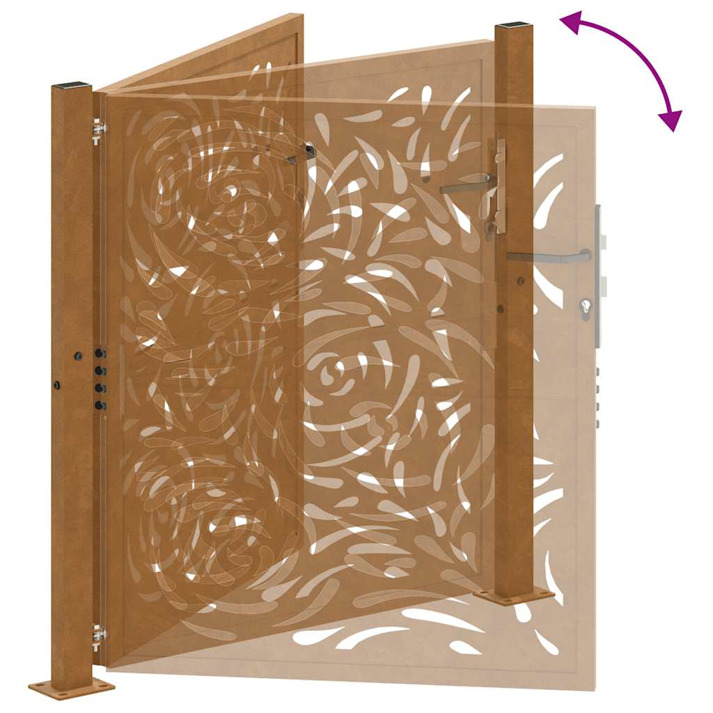 Hageport 100x100 cm værbestandig stål flammedesign
