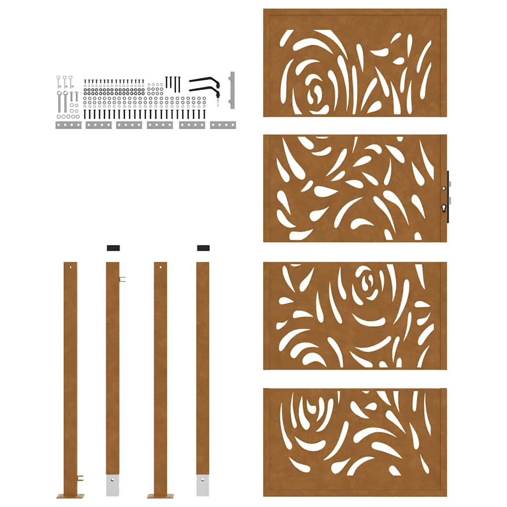 Hageport 100x200 cm værbestandig stål flammedesign