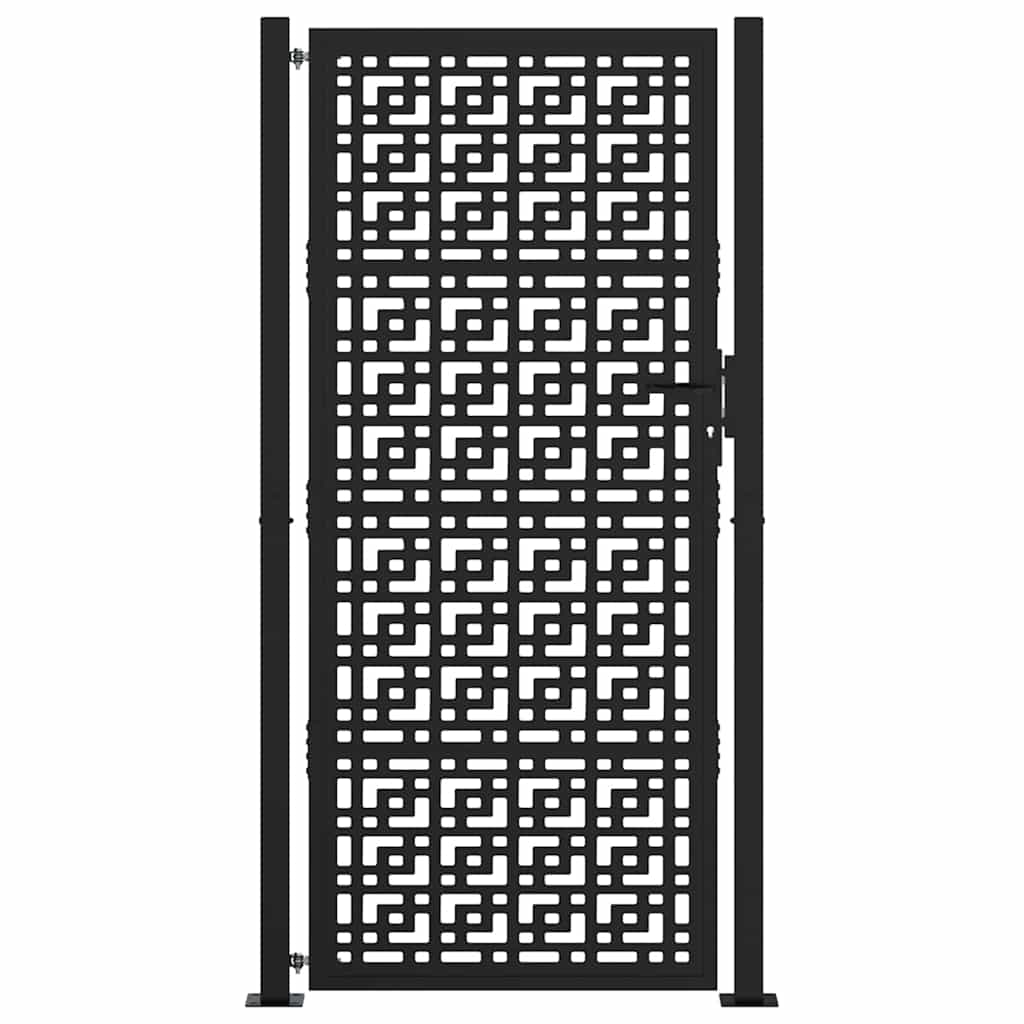 Hageport svart 100x200 cm stålkorsdesign