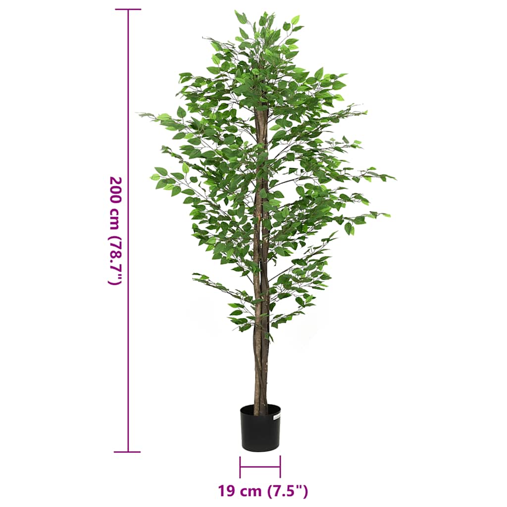 Kunstig fikentre 1260 blader 200 cm grønn vidaXL
