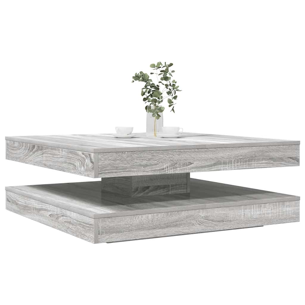 Salongbord 360-graders roterbart grå sonoma 90x90x34,5 cm