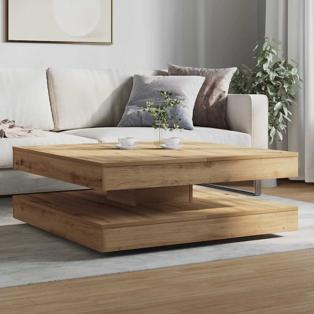 Salongbord 360-graders roterbart artisan eik 90x90x34,5 cm