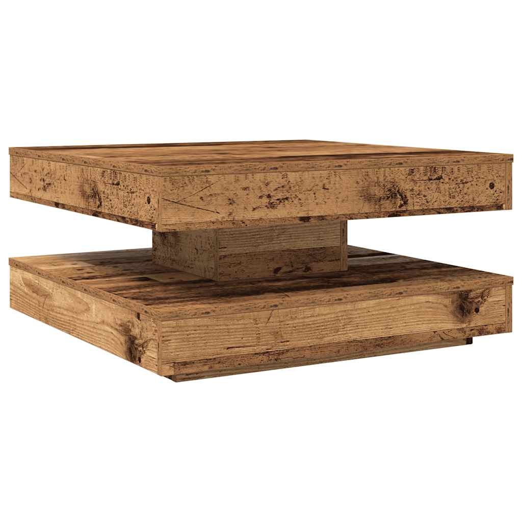 Salongbord 360-graders roterbart gammelt tre 70x70x34,5 cm