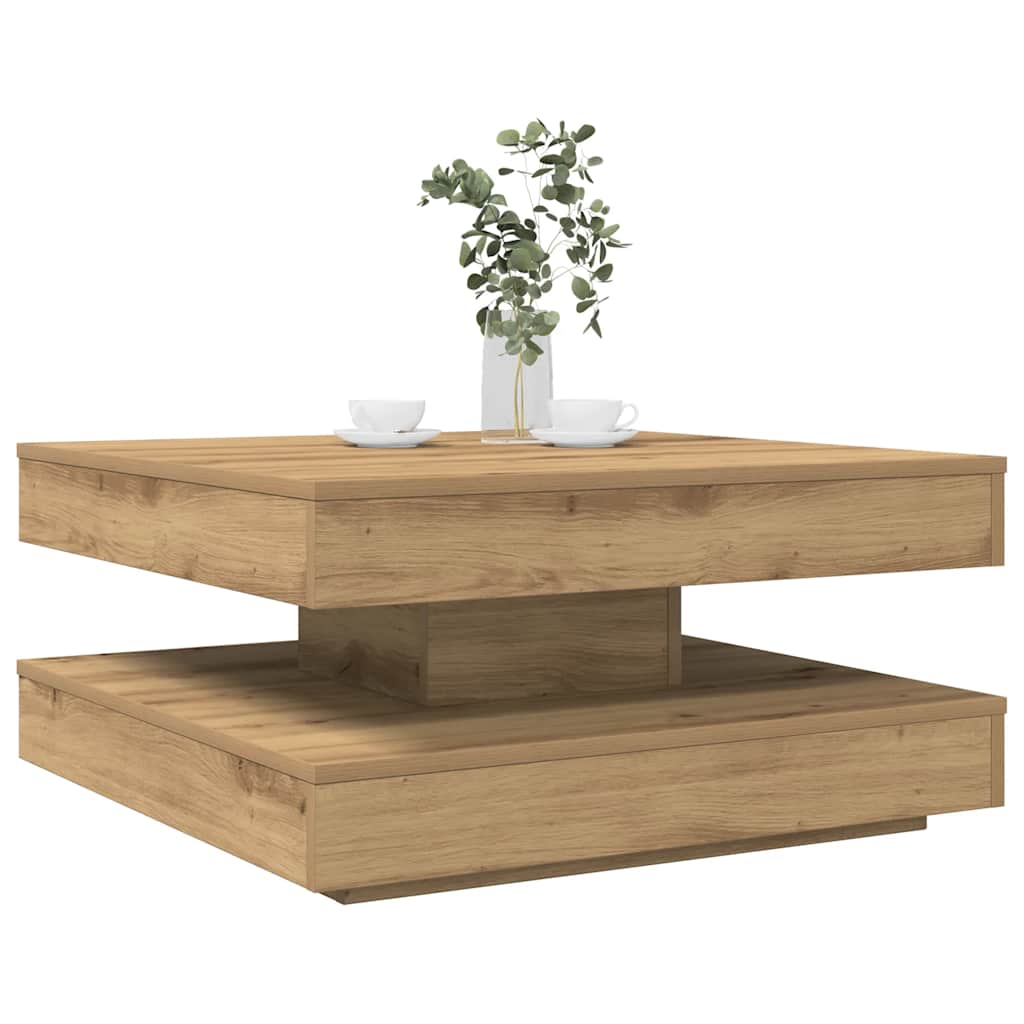 Salongbord 360-graders roterbart artisan eik 70x70x34,5 cm