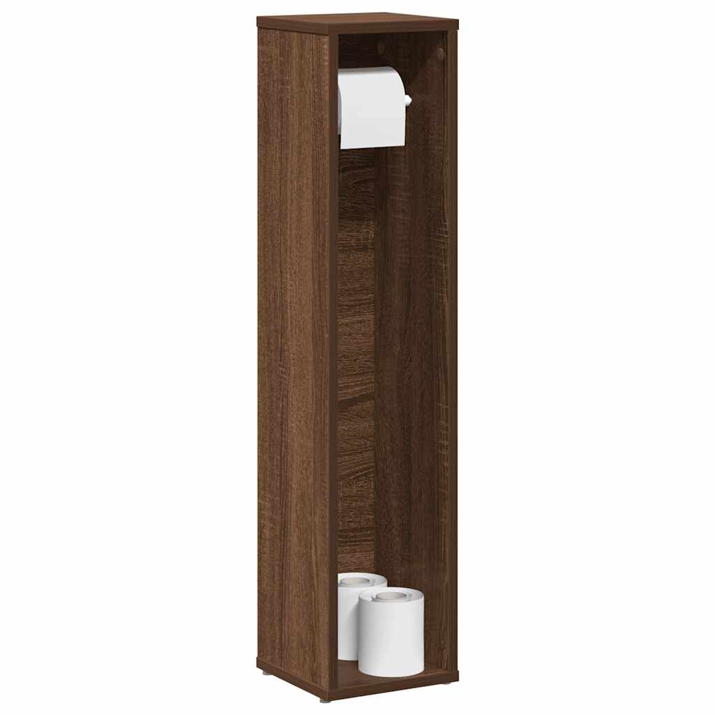 Baderomsskap med rulleholder brun eik 20,5x20x90 cm