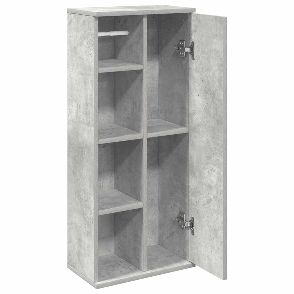 Baderomsskap med rulleholder betonggrå 39x22x90 cm