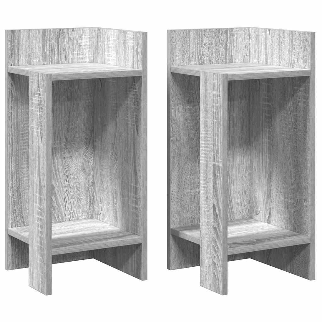 Sidebord 2 stk med hylle grå sonoma 25,5x27x60 cm