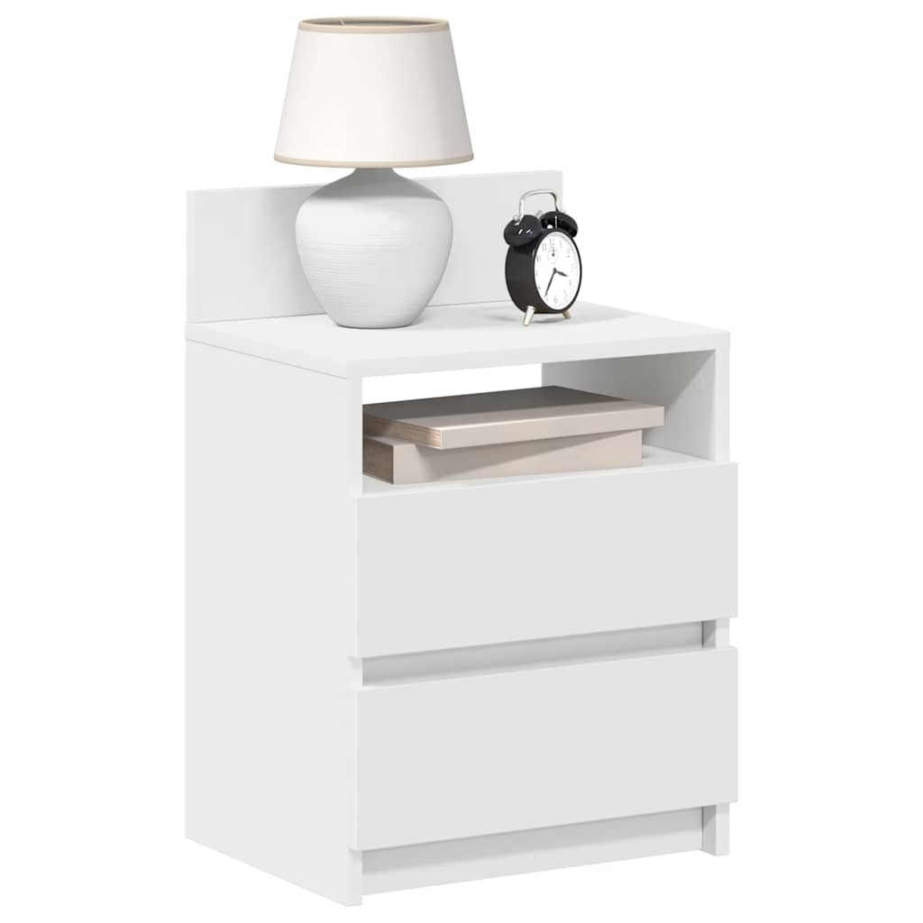 Nattbord 2 stk med 2 skuffer hvit 40x33x60 cm