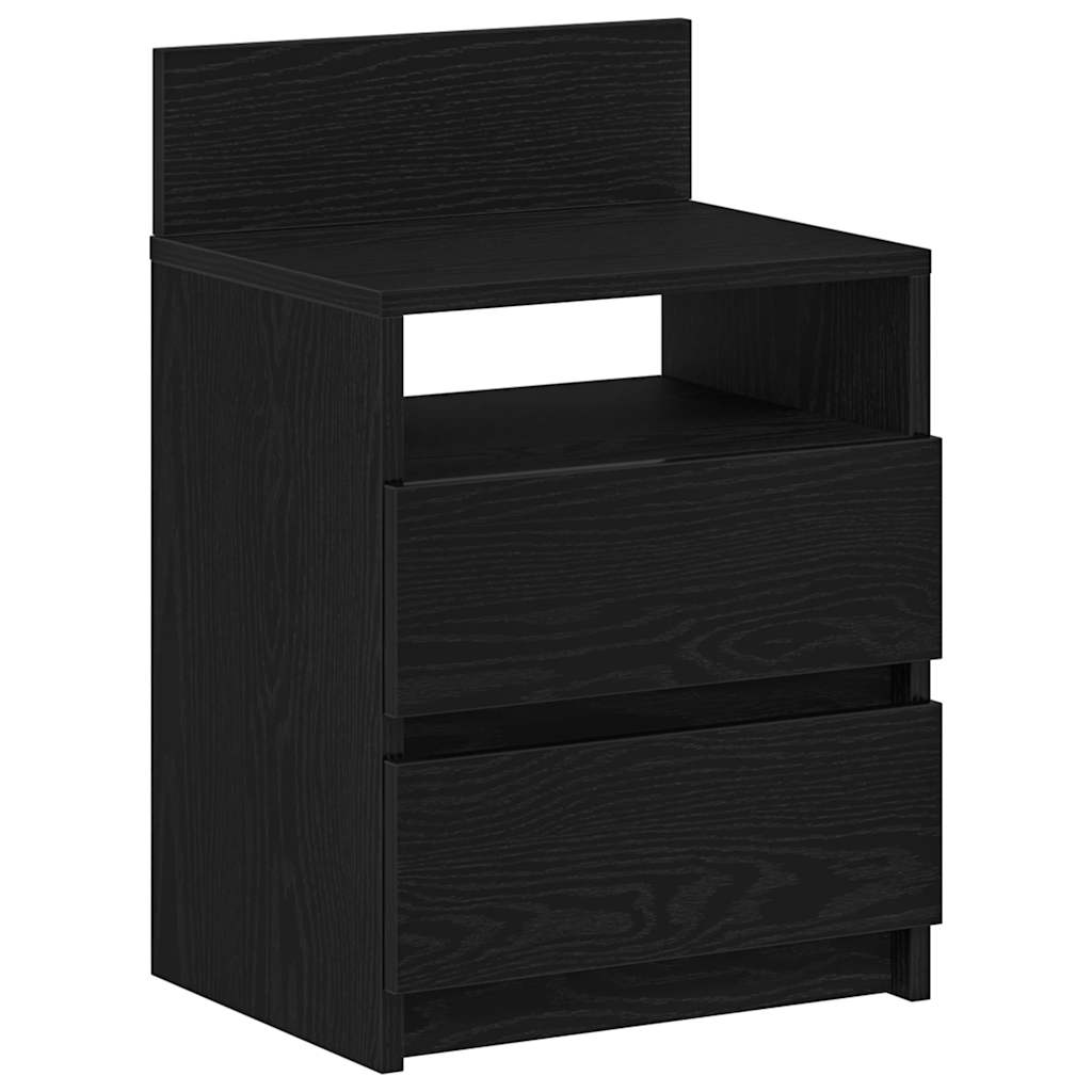 Nattbord 2 stk med 2 skuffer svart 40x33x60 cm