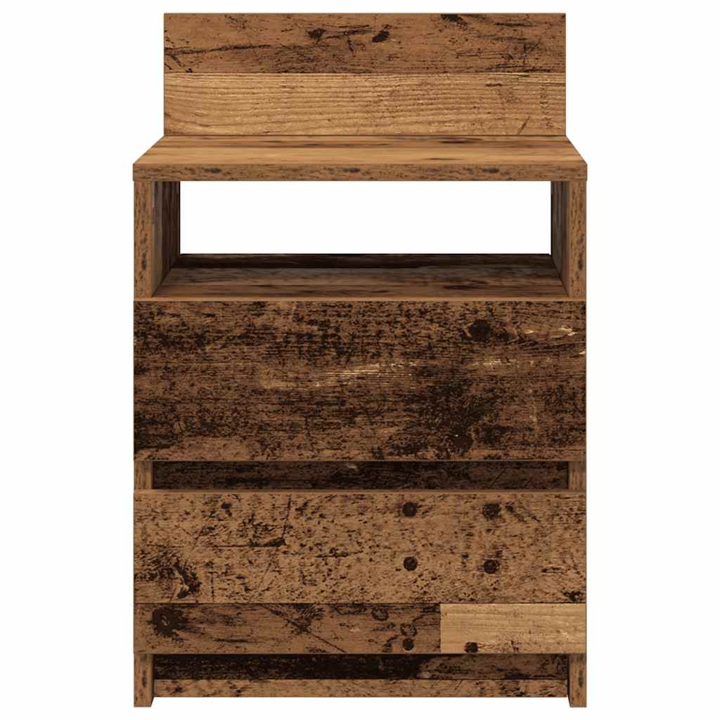 Nattbord 2 stk med 2 skuffer gammelt tre 40x33x60 cm