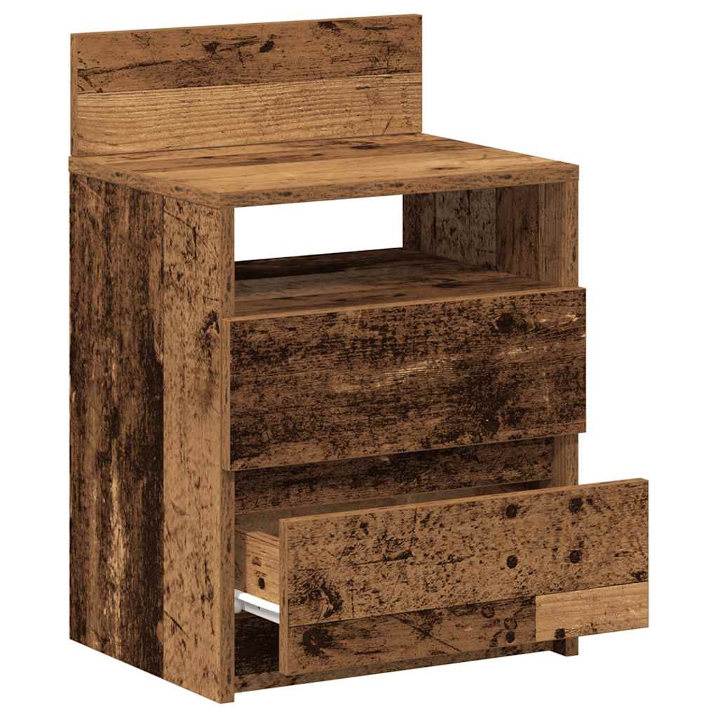 Nattbord 2 stk med 2 skuffer gammelt tre 40x33x60 cm
