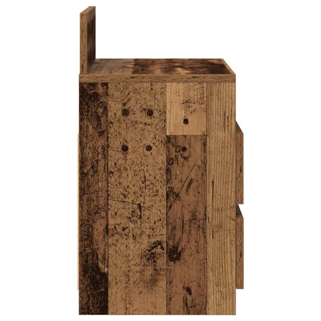 Nattbord 2 stk med 2 skuffer gammelt tre 40x33x60 cm