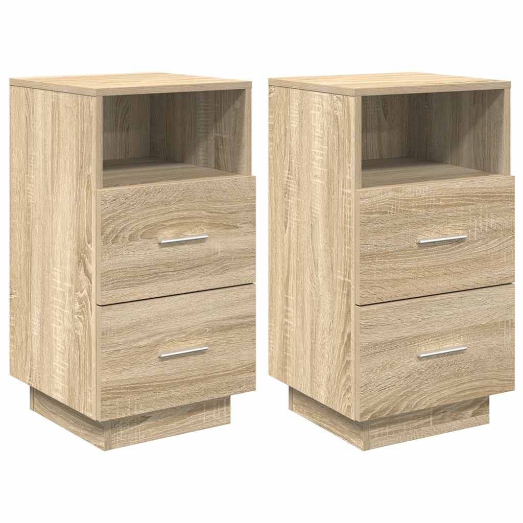 Nattbord 2 stk med 2 skuffer sonoma eik 36x36x68 cm vidaXL