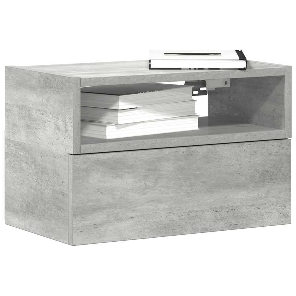 Veggmontert nattbord betonggrå 45x26x28,5 cm