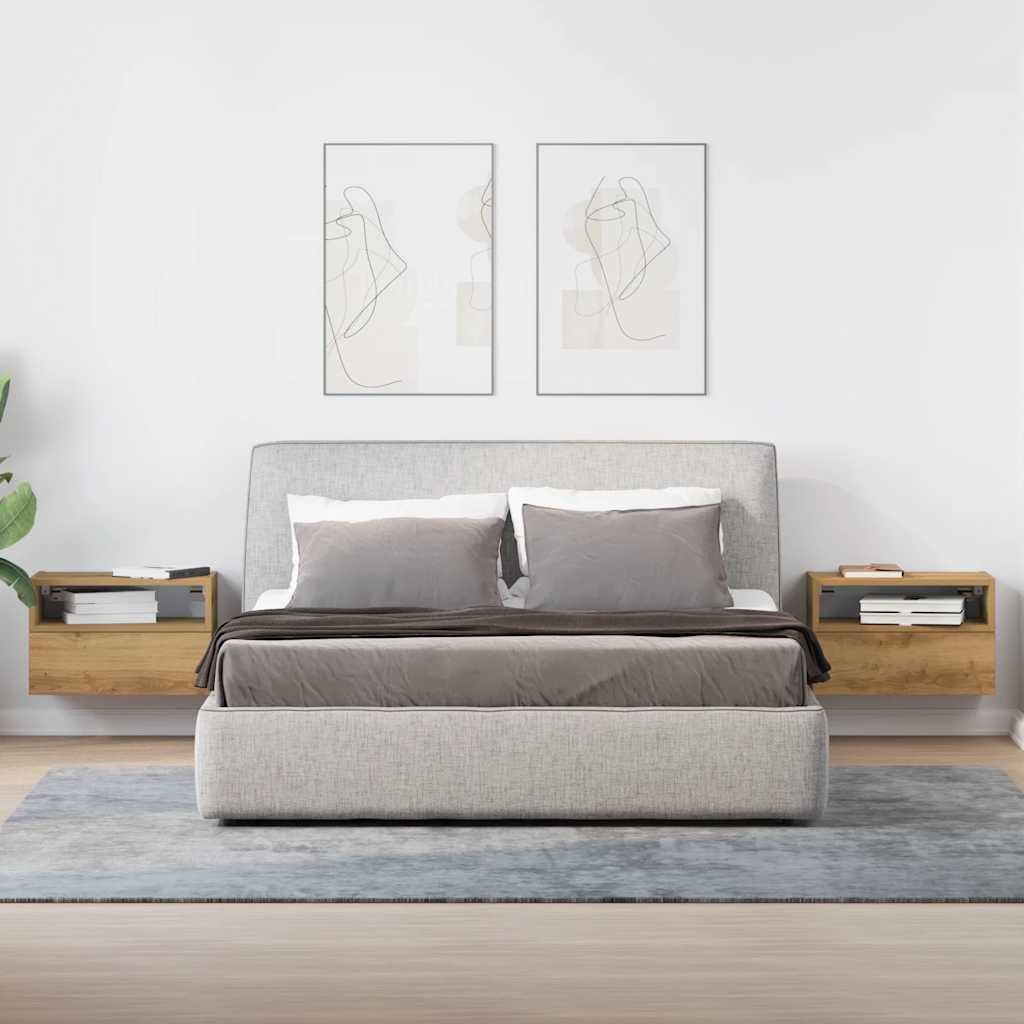 Veggmonterte nattbord 2 stk artisan eik 45x26x28,5 cm
