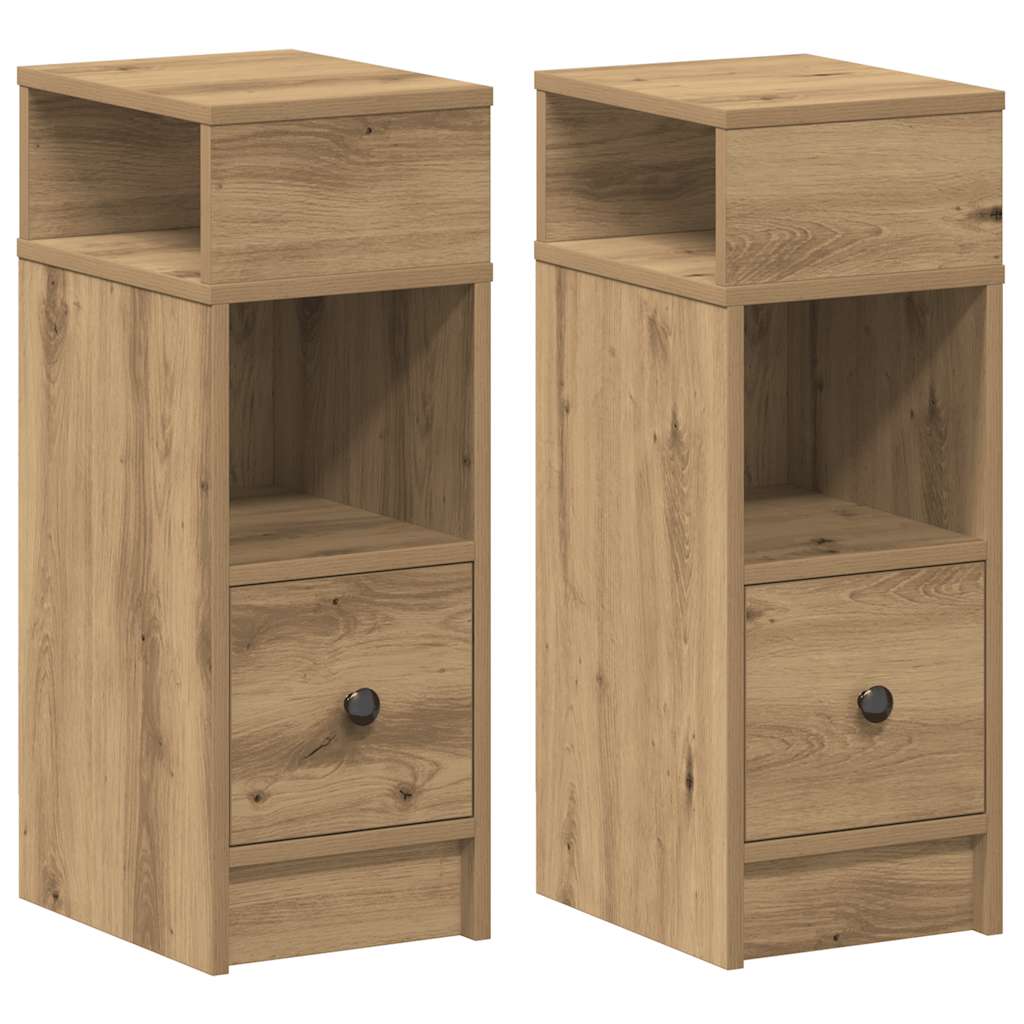 Nattbord 2 stk med skuff artisan eik 25x31x66 cm vidaXL