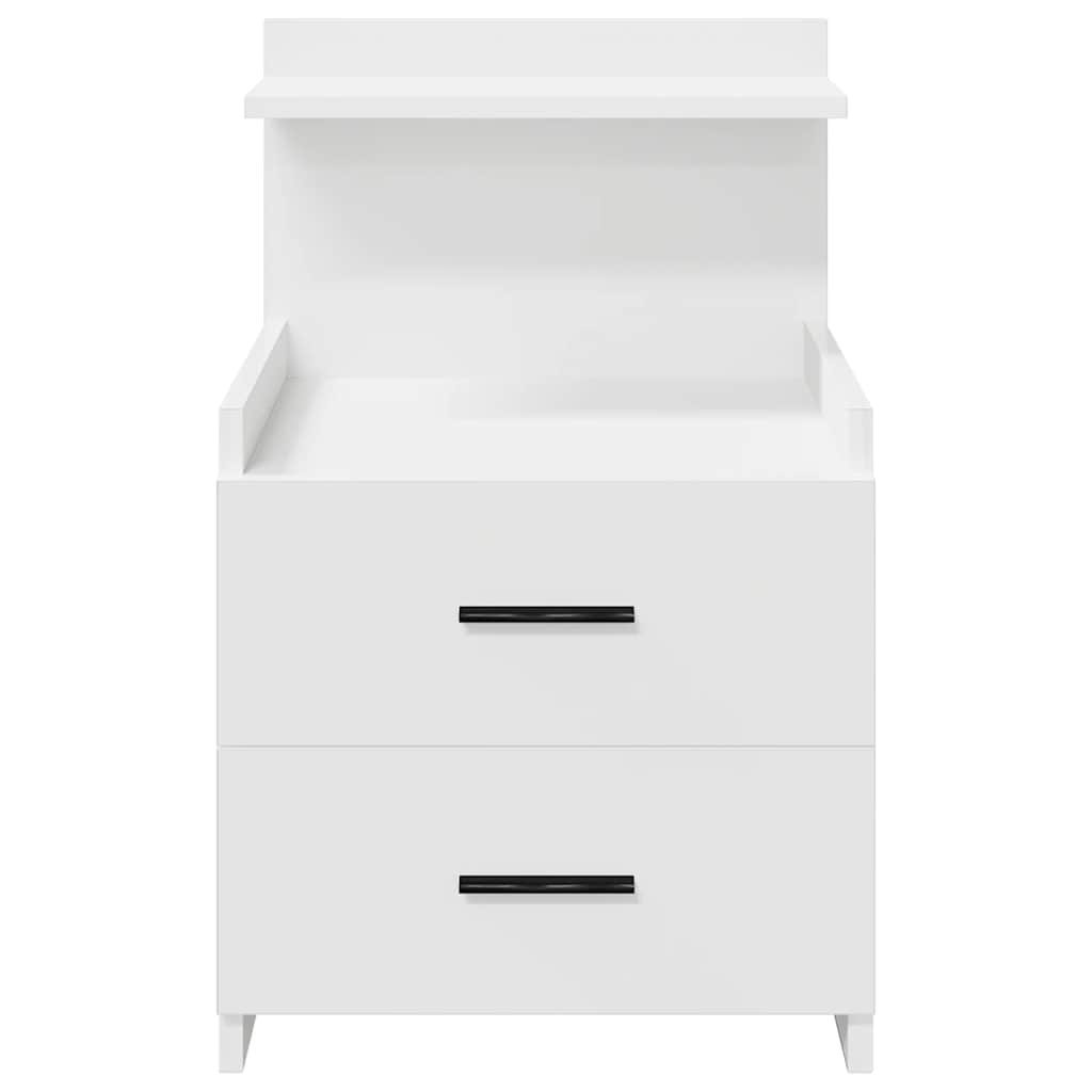 Nattbord 2 stk med 2 skuffer hvit 40x36,5x62 cm