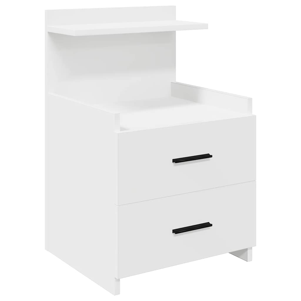 Nattbord 2 stk med 2 skuffer hvit 40x36,5x62 cm