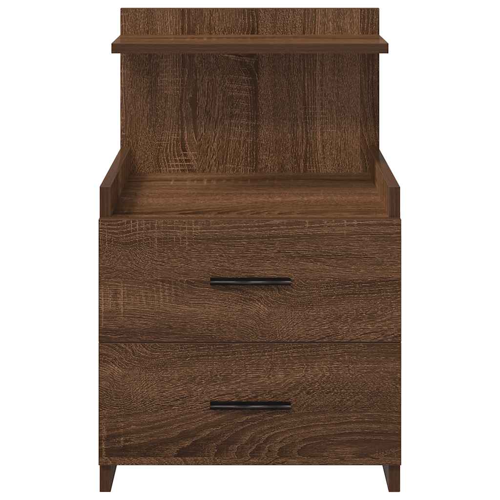 Nattbord 2 stk med 2 skuffer brun eik 40x36,5x62 cm