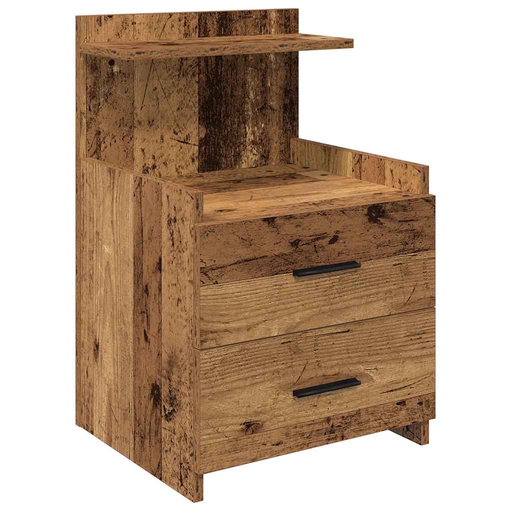 Nattbord 2 stk med 2 skuffer gammelt tre 40x36,5x62 cm