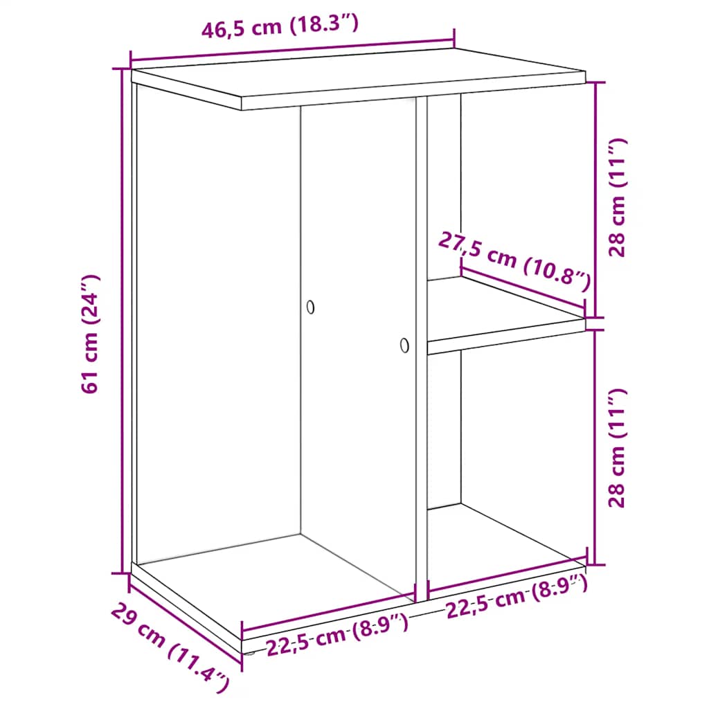 Nattbord hvit 46,5x29x61 cm konstruert tre