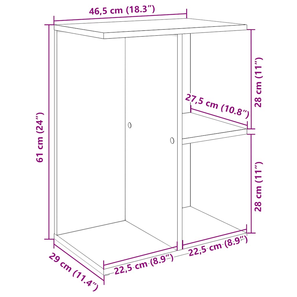 Nattbord 2 stk røkt eik 46,5x29x61 cm konstruert tre
