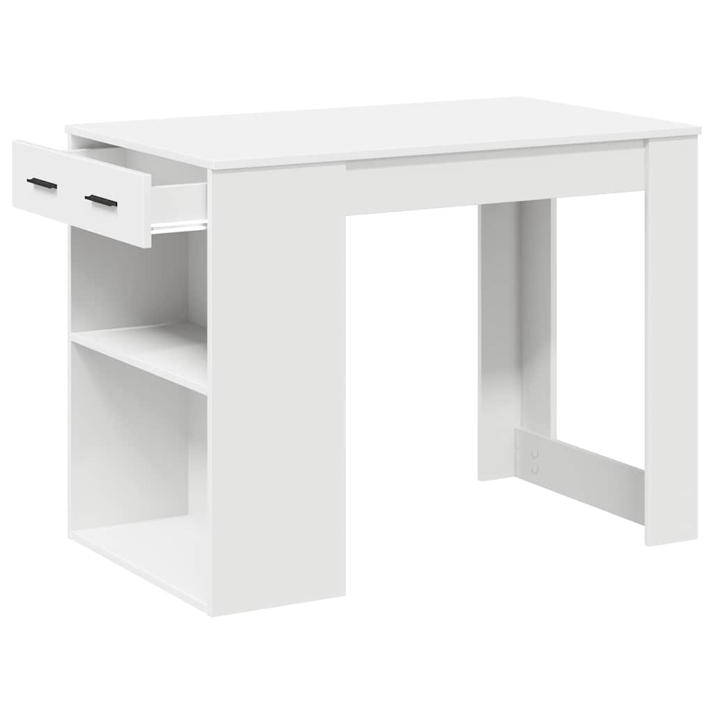 Skrivebord med skuff og hylle hvit 102x62x77,5cm konstruert tre
