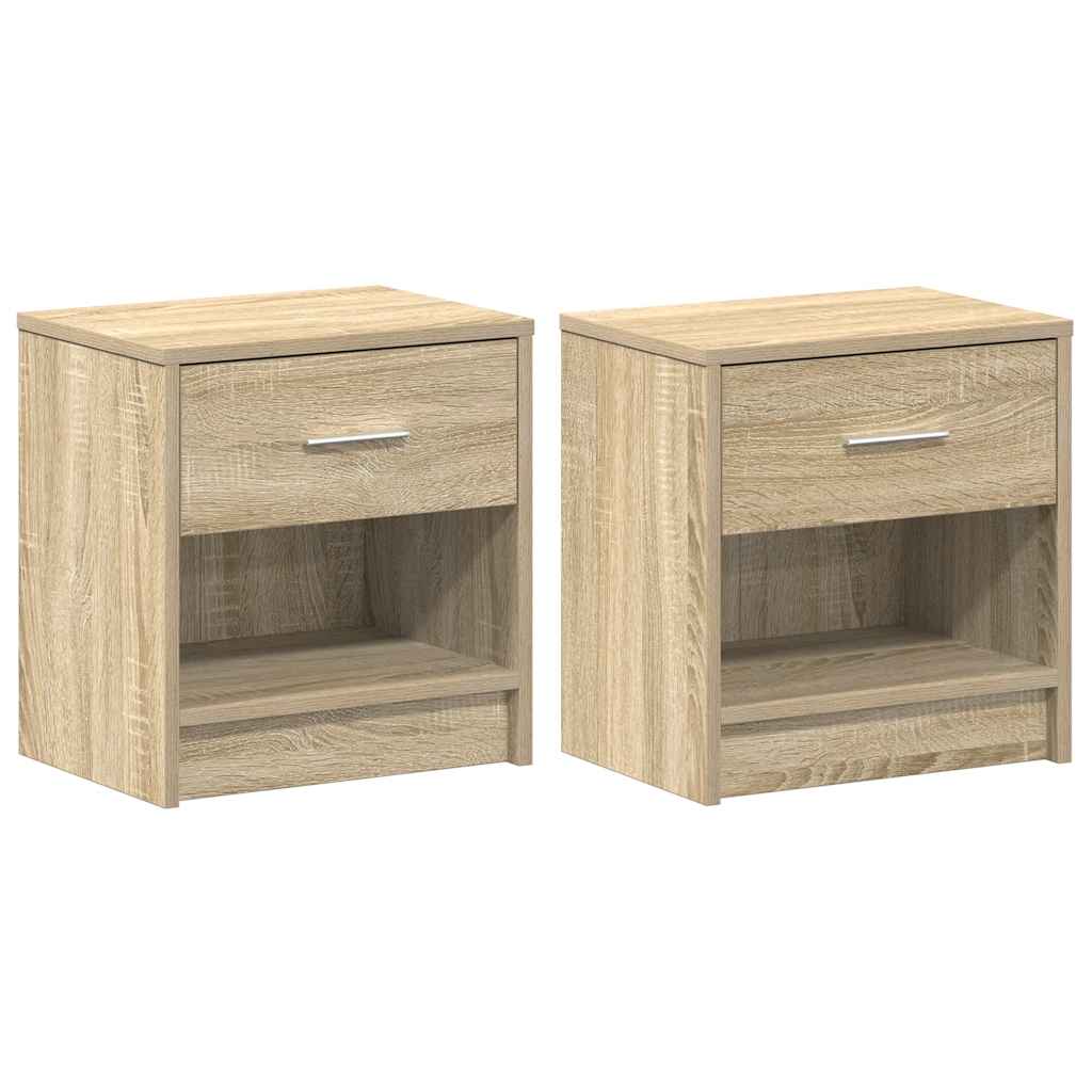 Nattbord 2 stk med skuff sonoma eik 39x28x41 cm vidaXL