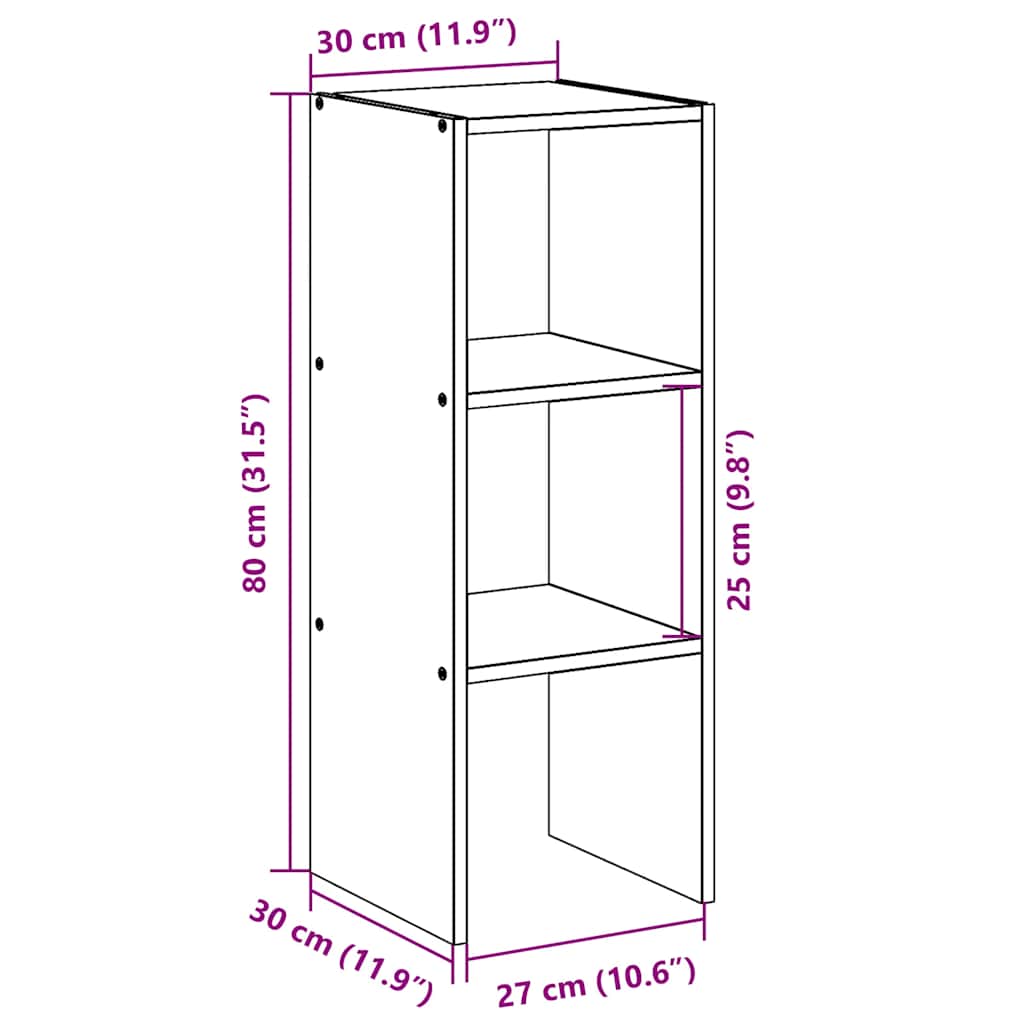 Bokhylle stablebar røkt eik 30x30x80 cm konstruert tre