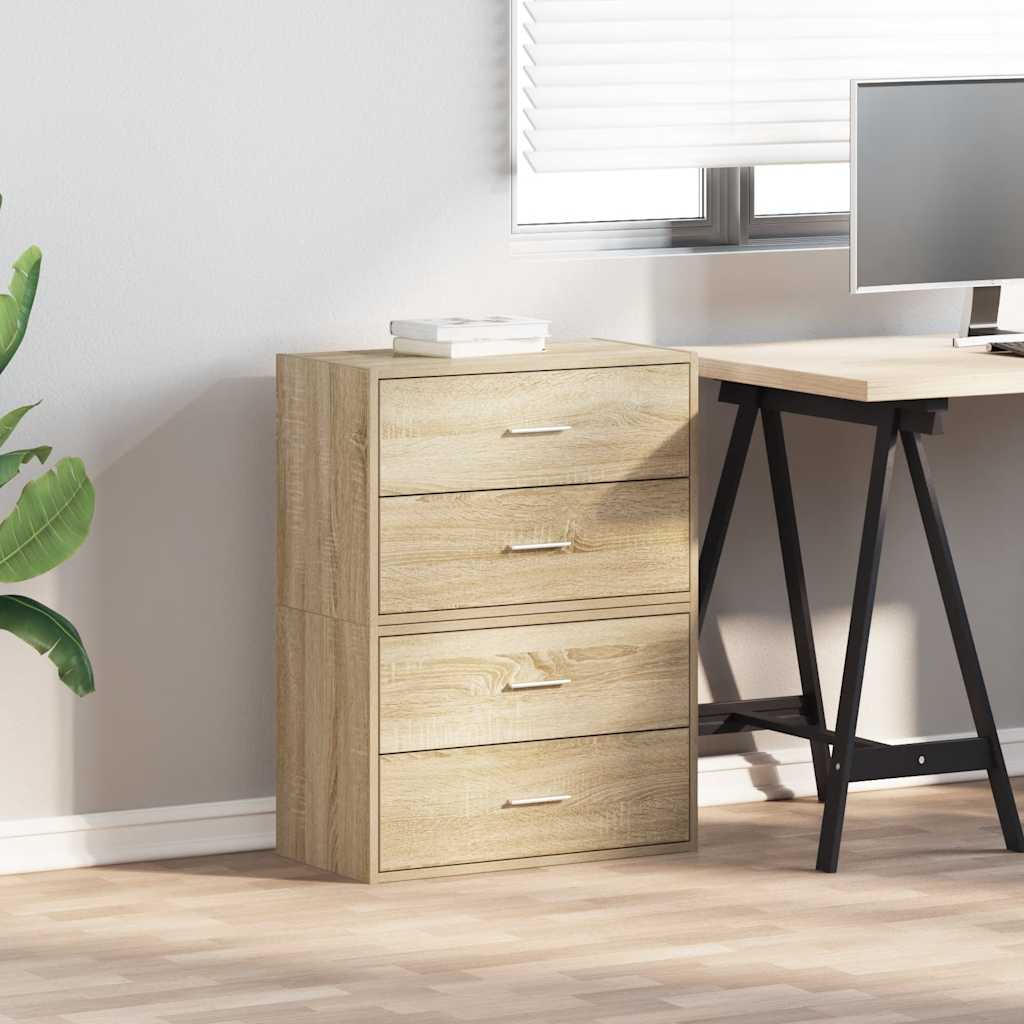 Skap med 4 skuffer 2 stk sonoma eik 60x31x40 cm konstruert tre