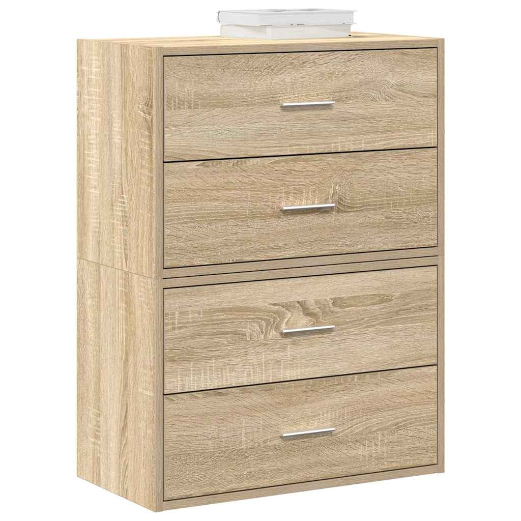 Skap med 4 skuffer 2 stk sonoma eik 60x31x40 cm konstruert tre