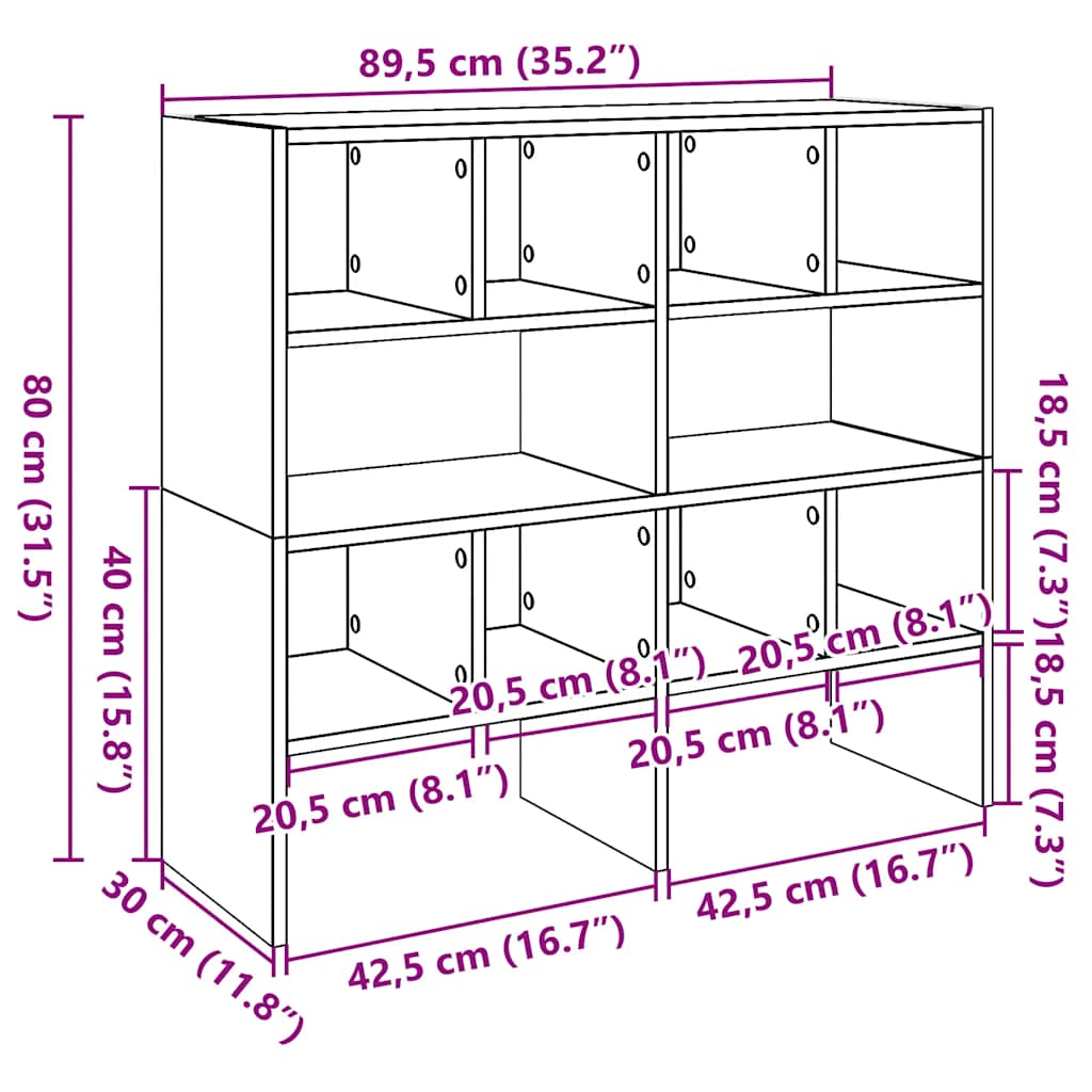 Skostativer 2 stk stablebar røkt eik 89,5x30x40 cm