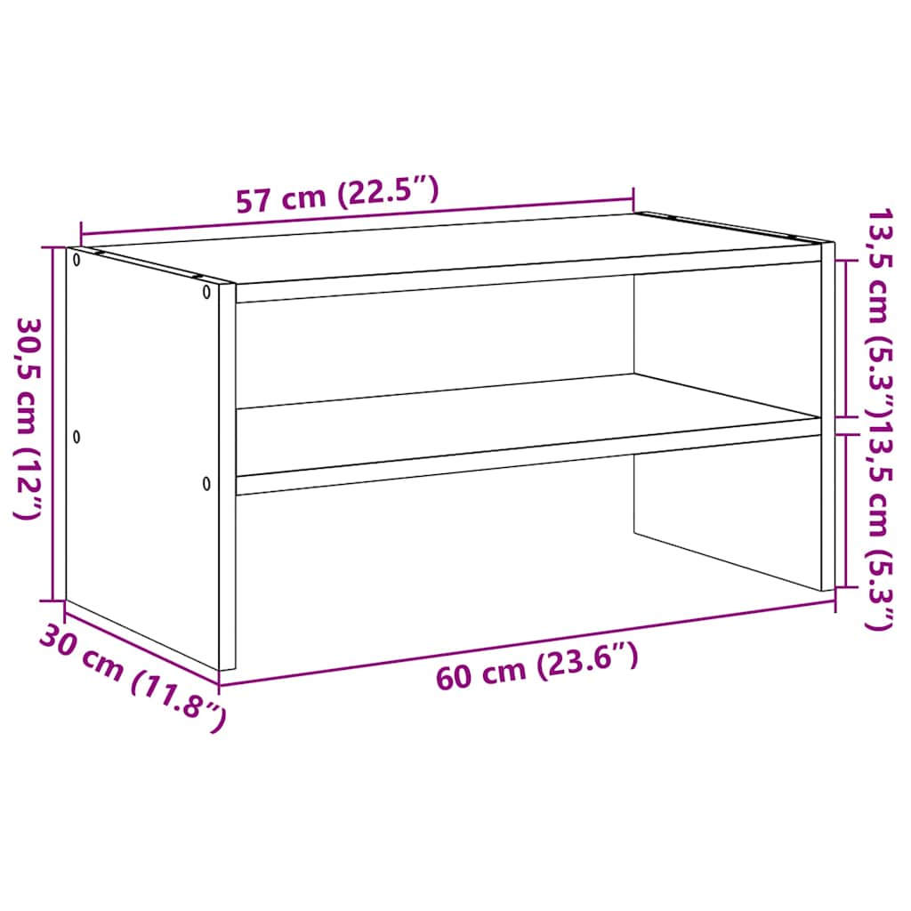 Skostativ stablebar sonoma eik 60x30x30,5 cm