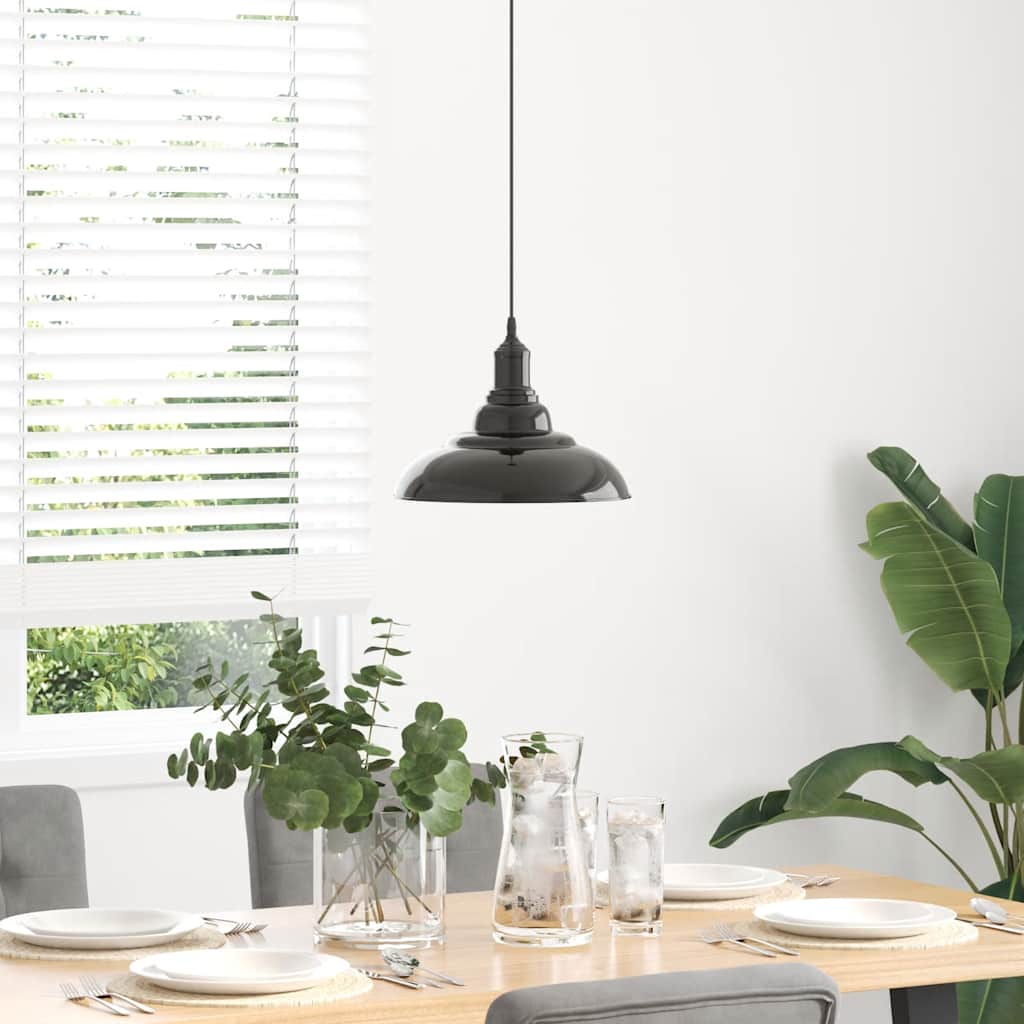 Pendellampe høydejusterbar E27 glans svart Ø 31 cm metall