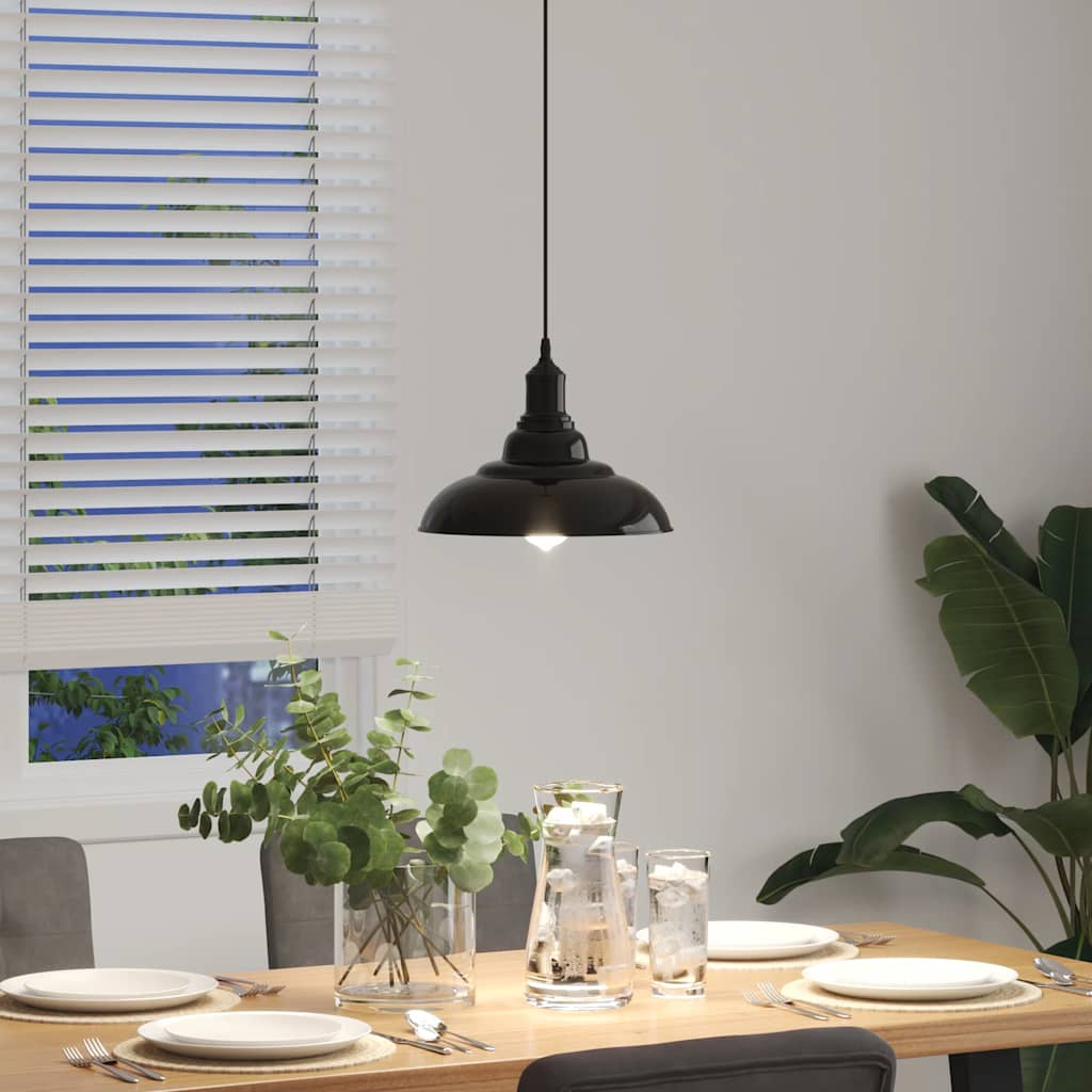 Pendellampe høydejusterbar E27 glans svart Ø 31 cm metall