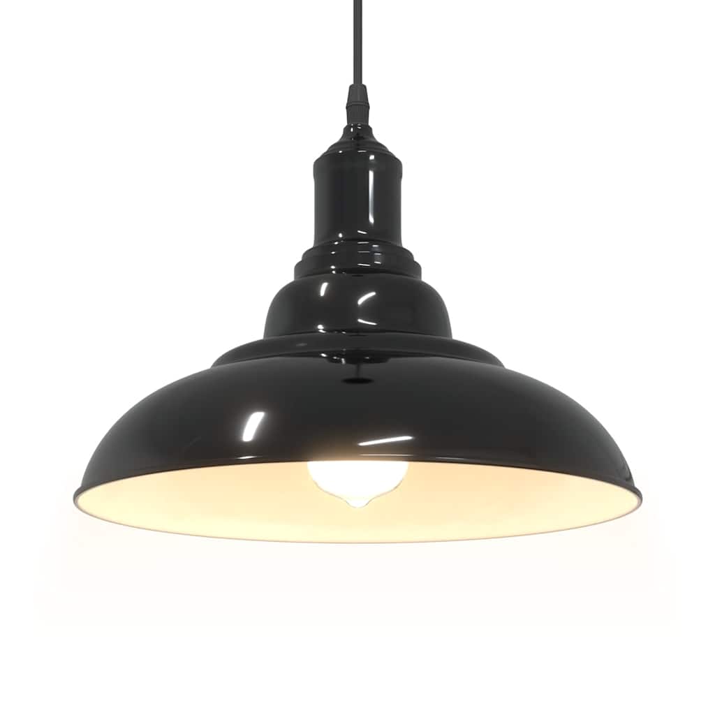 Pendellampe høydejusterbar E27 glans svart Ø 31 cm metall