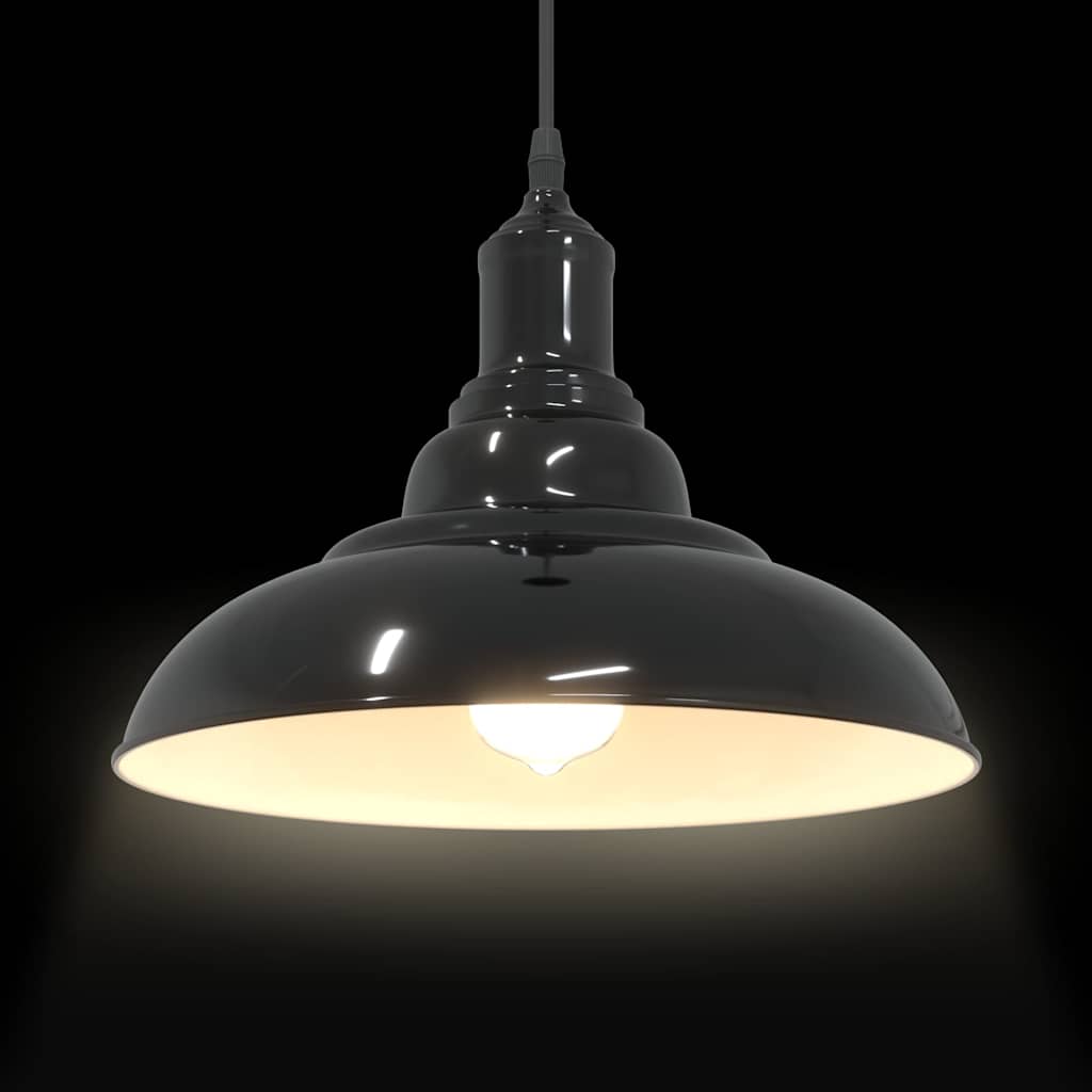 Pendellampe høydejusterbar E27 glans svart Ø 31 cm metall