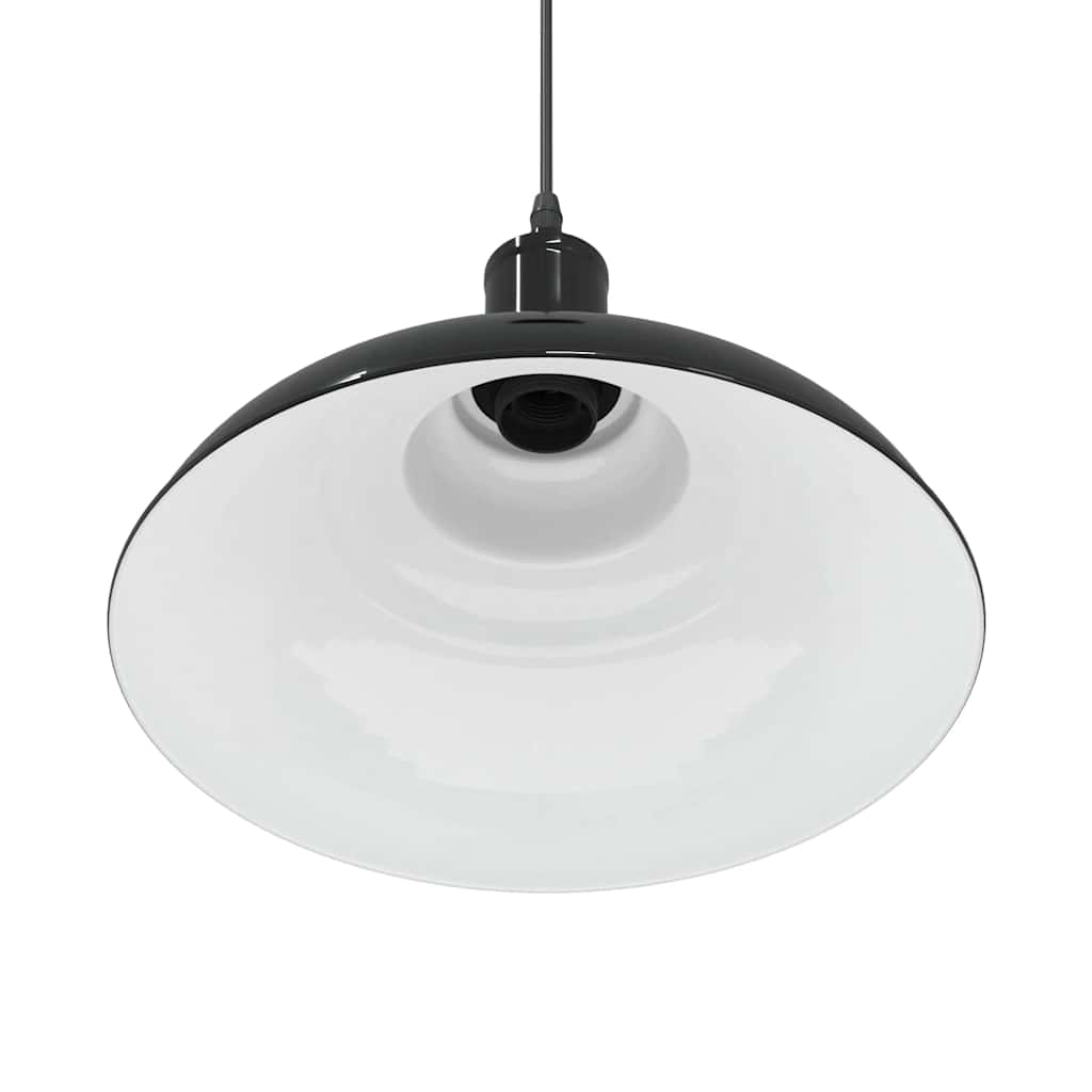 Pendellampe høydejusterbar E27 glans svart Ø 31 cm metall