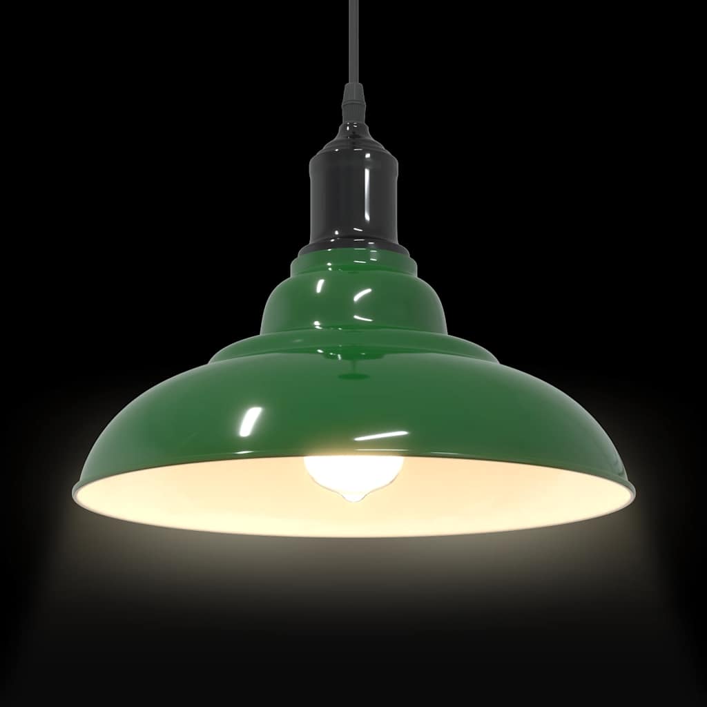 Pendellampe høydejusterbar E27 glans grønn Ø 31 cm metall