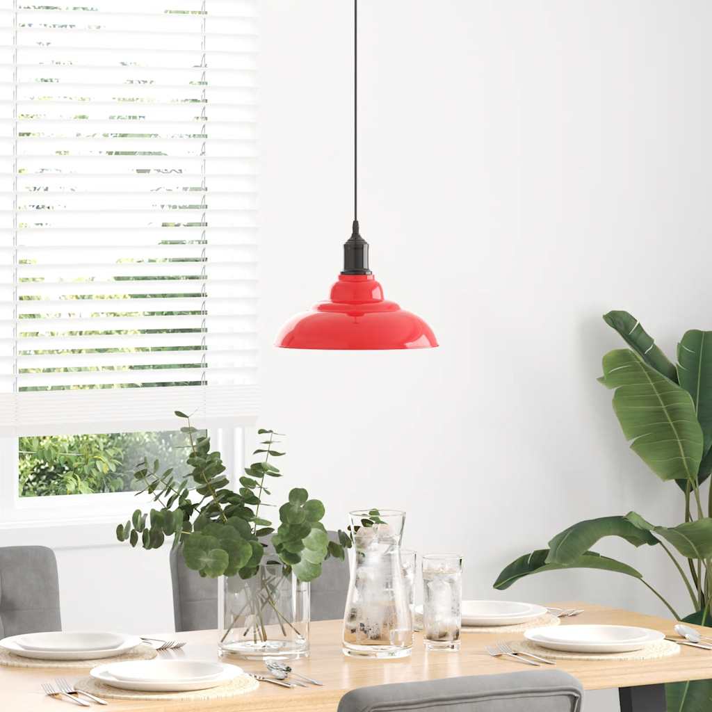 Pendellampe høydejusterbar E27 glans rød Ø 31 cm metall vidaXL