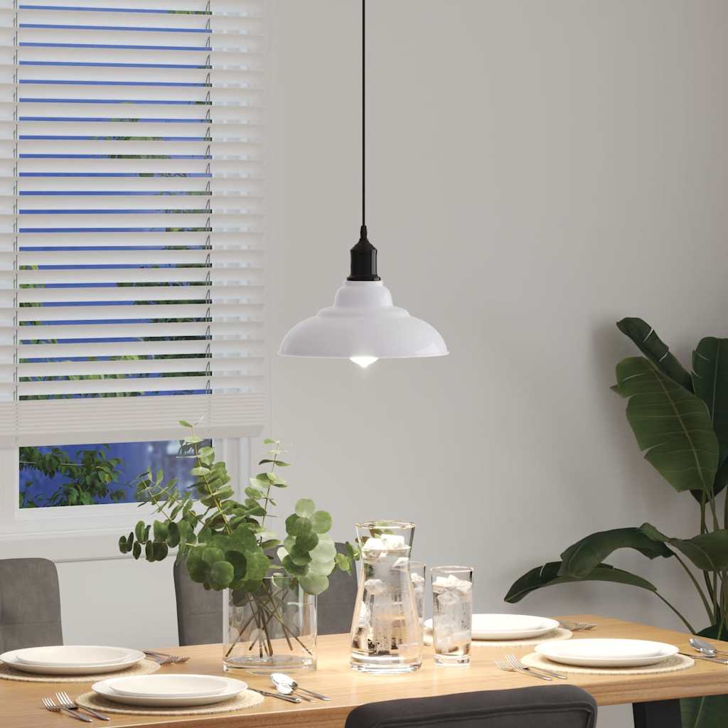 Pendellampe høydejusterbar E27 glans hvit Ø 31 cm metall