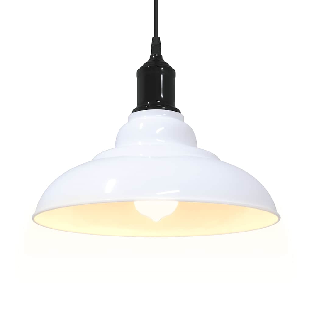 Pendellampe høydejusterbar E27 glans hvit Ø 31 cm metall