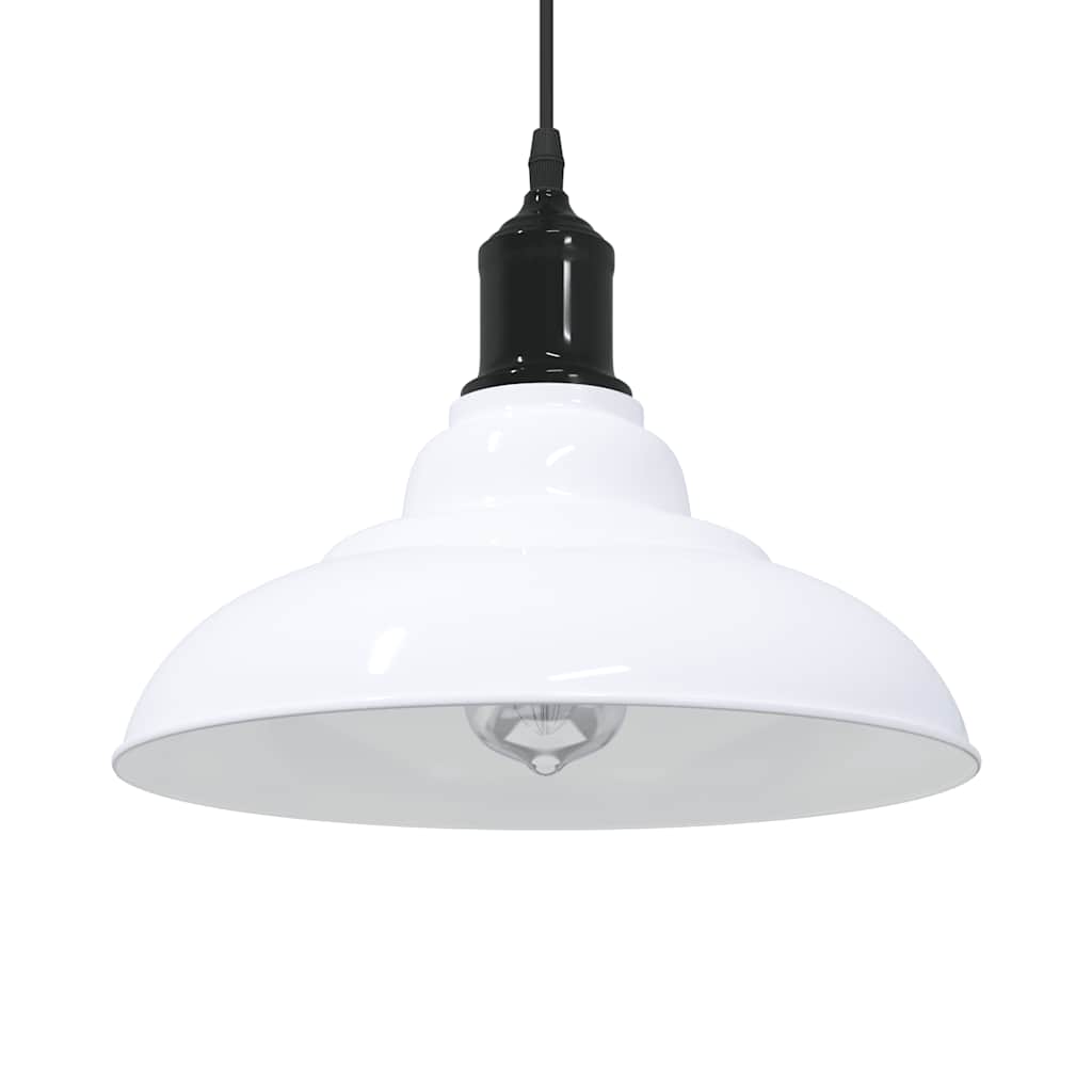 Pendellampe høydejusterbar E27 glans hvit Ø 31 cm metall