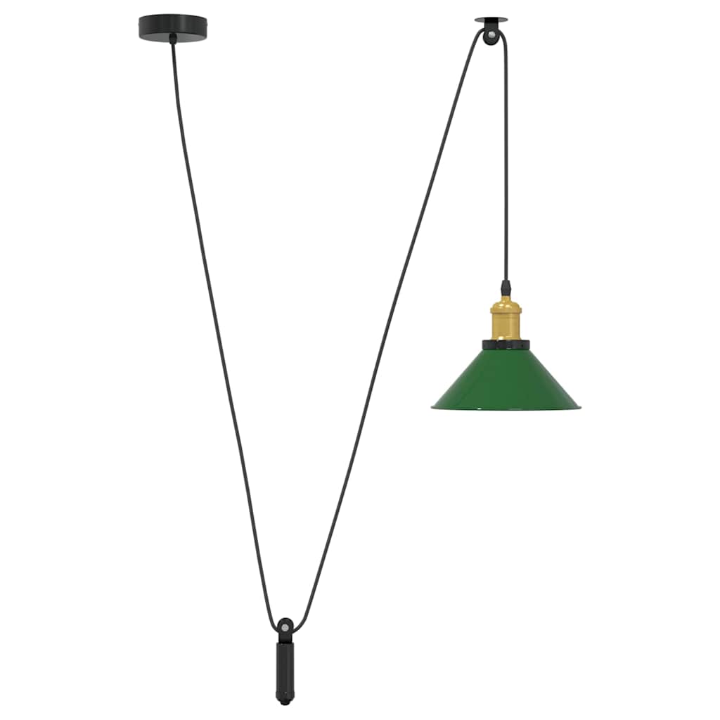 Pendellampe høydejusterbar E27 glans grønn Ø 22 cm metall