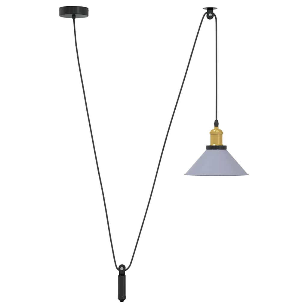 Pendellampe høydejusterbar E27 glans grå Ø 22 cm metall