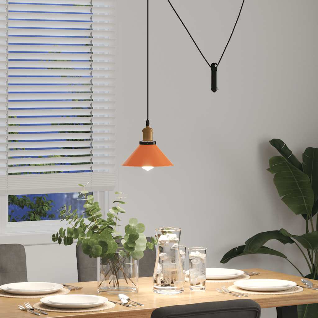 Pendellampe høydejusterbar E27 glans oransje Ø 22 cm metall